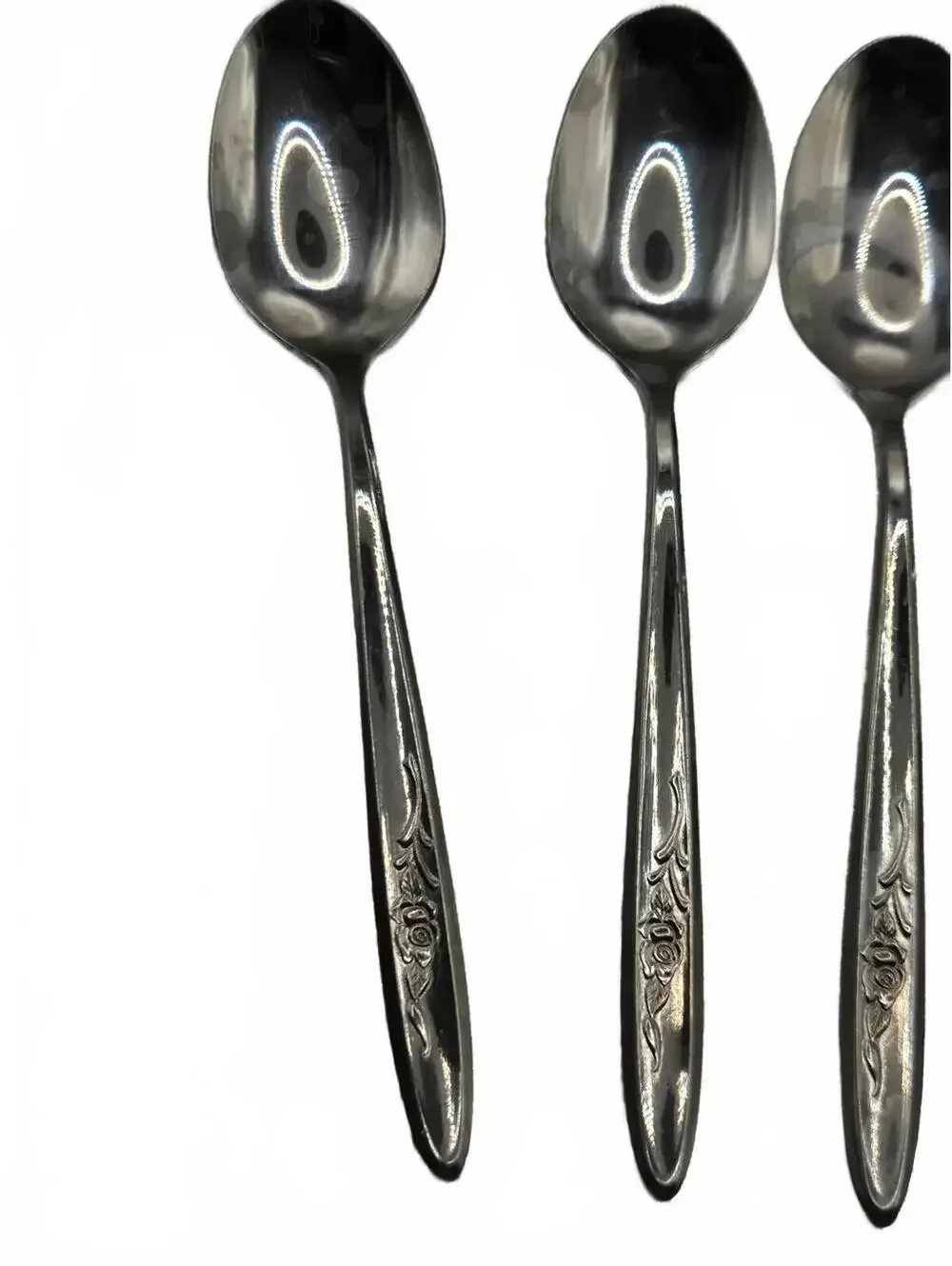 Set of 5 RNT4 Regent  Stainless Steel demitasse Spoons with Floral Handle Design